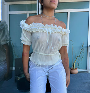 1990s off the shoulder ruffle top