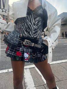 Y2K Reworked plaid mini skirt (S)