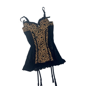 Y2K Playboy Leopard Corset Top (S)