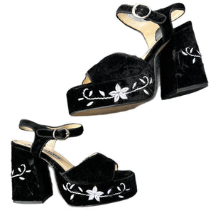 1990s Marianna Velour Platform Sandals