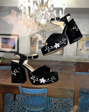 Load image into Gallery viewer, 1990s Marianna Velour Platform Sandals
